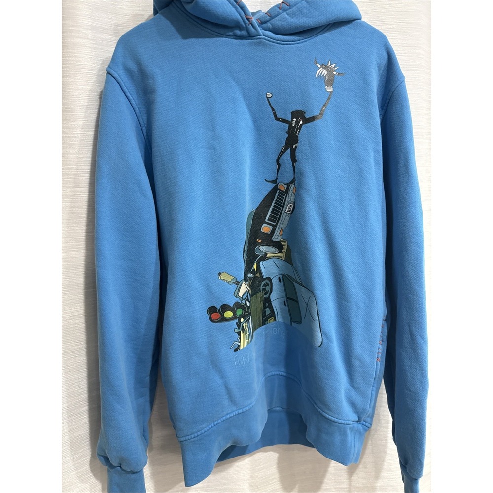 Reigning Fury Blue Graphic Pullover Hoodie Size Small